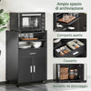 SoBuy FSB09-SCH Carrello Cucina con Ruote e Piano Estraibile per Microonde - Mobiletto con Cassetto, Ripiani e Ante, nero Salvaspazio 92x59x40cm
