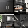 SoBuy FSB09-SCH Carrello Cucina con Ruote e Piano Estraibile per Microonde - Mobiletto con Cassetto, Ripiani e Ante, nero Salvaspazio 92x59x40cm