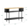 SoBuy FSB102-SCH Consolle Ingresso Tavolo Consolle Salvaspazio in Legno Chiaro e Metallo Nero, Mobile Ingresso Moderno con Ripiani, Stile Industriale per Corridoio, Soggiorno o Ufficio 110×39×76 cm