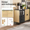 SoBuy FSB103-N mobile cucina salvaspazio, mobiletto cucina – credenza cucina e madia soggiorno con vano microonde Ø6cm, 2 cassetti, anta a lamelle, ripiano regolabile, gambe in metallo, 107×40×85 cm