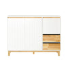 SoBuy FSB75-WN Credenza Mobile con Ruote per Cucina e Ingresso - Buffet Multiuso con Ripiani, Bianco 120x40x90cm