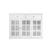 SoBuy FSB77-W Isola Cucina, Credenza e Dispensa con Anta in Vetro - Buffet e Madia Moderna con Ripiani, Bianco 119x40x90cm