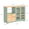 SoBuy FSB81-GR Credenza Cucina Moderna 120 cm con Ripiano per Microonde e Portabottiglie - Mobiletto da Cucina con Ante in Vetro - Mobile Salvaspazio per Sala da Pranzo o Ingresso 120x90x40cm Verde