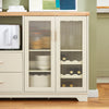 SoBuy FSB81-MI Credenza Cucina Moderna 120 cm con Ripiano per Microonde e Portabottiglie - Mobiletto da Cucina con Ante in Vetro - Mobile Salvaspazio per Sala da Pranzo o Ingresso 120x90x40cm Beige