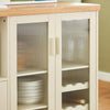 SoBuy FSB81-MI Credenza Cucina Moderna 120 cm con Ripiano per Microonde e Portabottiglie - Mobiletto da Cucina con Ante in Vetro - Mobile Salvaspazio per Sala da Pranzo o Ingresso 120x90x40cm Beige