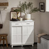SoBuy FSB84-W Credenza con ante scorrevoli, Mobile da cucina, Armadio da soggiorno, Buffet Bianco 80x40x85cm