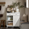 SoBuy FSB84-W Credenza con ante scorrevoli, Mobile da cucina, Armadio da soggiorno, Buffet Bianco 80x40x85cm