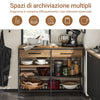 SoBuy FSB85-PF Credenza e Buffet Cucina Industriale con Ripiani Aperti, 2 Cassetti e Portabottiglie - Mobiletto Salvaspazio con Piano per Microonde per Cucina, Soggiorno o Ingresso 120x91x45cm Marrone
