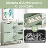 SoBuy FSR100-GR Scarpiera Salvaspazio Slim da Ingresso Mobile Portascarpe con 4 Ante a Ribalta Regolabili in Legno Armadio Scarpiera Alta e Stretta per Corridoio, 100x19x91 cm,Verde Chiaro