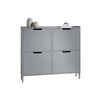 SoBuy FSR100-HG Scarpiera Salvaspazio Slim da Ingresso Mobile Portascarpe con 4 Ante a Ribalta Regolabili in Legno Armadio Scarpiera Alta e Stretta per Corridoio, 100x19x91 cm, Grigio