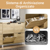 Scarpiera FSR100-N Salvaspazio Slim da Ingresso – Mobile Portascarpe con 4 Ante a Ribalta Regolabili in Legno – Armadio Scarpiera Alta e Stretta per Bagno o Corridoio, 100x19x91 cm,Naturale