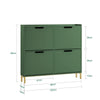 SoBuy FSR100-SY Mobile Scarpiera Alta e Stretta in Legno, 4 Ante a Ribalta, Ingresso Moderno, 100x19x91 cm, Verde Scuro