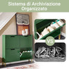 SoBuy FSR100-SY Mobile Scarpiera Alta e Stretta in Legno, 4 Ante a Ribalta, Ingresso Moderno, 100x19x91 cm, Verde Scuro