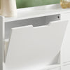 SoBuy FSR100-W Scarpiera Salvaspazio Slim da Ingresso Mobile Portascarpe con 4 Ante a Ribalta Regolabili in Legno Armadio Scarpiera Alta e Stretta per Corridoio, 100x19x91 cm, Bianco