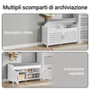 SoBuy FSR102-W Scarpiera Panca Contenitore con 2 Ante - Panca Ingresso Salvaspazio, Vano Portaoggetti, Design Semplice e Compatto, Facile Installazione, Colore Bianco, L90xP33xA50 cm