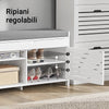 SoBuy FSR102-W Scarpiera Panca Contenitore con 2 Ante - Panca Ingresso Salvaspazio, Vano Portaoggetti, Design Semplice e Compatto, Facile Installazione, Colore Bianco, L90xP33xA50 cm