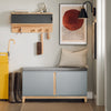 SoBuy FSR117-HG Panca Scarpiera Ingresso con Seduta, Cassapanca Contenitore da Interno con 2 Ante, in Legno ingegnerizzato + Bambù 90x34x46cm Grigio