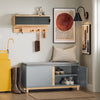 SoBuy FSR117-HG Panca Scarpiera Ingresso con Seduta, Cassapanca Contenitore da Interno con 2 Ante, in Legno ingegnerizzato + Bambù 90x34x46cm Grigio