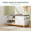 SoBuy FSR117-W Panca Scarpiera Ingresso con Seduta, Cassapanca Contenitore da Interno con 2 Ante, in Legno ingegnerizzato e Bambù 90x34x46 cm, Bianco