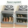 SoBuy FSR131-HG Panca Scarpiera Ingresso con Seduta - Scarpiera Salvaspazio con Contenitore Interno e Ripiani Regolabili - Mobile Ingresso Panca Contenitore per Scarpe e Oggetti Fino 150kg 98x37x49cm
