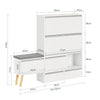 SoBuy FSR134-W Scarpiera con 1 panca portaoggetti rimovibile su piedini, armadio d'ingresso con 2 ante 2 cassetti e cuscino per seduta - (124-92) x 24 x 126 cm