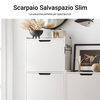 SoBuy FSR151-H-W Mobile Scarpiera Alta e Stretta per un Ingresso Moderno, 3 Ante a Ribalta, 50x19x90 cm, Bianco