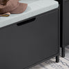 SoBuy FSR151-K-SCH Panca Scarpiera da Ingresso - Scarpiera Salvaspazio Slim in Legno, Panca Contenitore con 1 ribalte 2 ripiani, 113kg di Carico, Nero, L60xP24xA52 cm