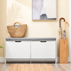 SoBuy FSR151-L-W Scarpiera Panca Ingresso Salvaspazio Panca Contenitore con Cuscino Imbottito e Struttura in MDF e Ferro, Carico Fino a 250kg, Design Nordic, Bianco e Grigio, 105x24x52 cm