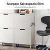 SoBuy FSR151-W Mobile Scarpiera Alta e Stretta per un Ingresso Moderno, 2 Ante a Ribalta, 50x19x90 cm, Bianco
