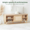 SoBuy FSR163-N Panca Scarpiera Ingresso con Seduta - Scarpiera con Cuscino Beige, 2 Ante Scorrevoli, Porta Scarpe in Legno MDF 230kg per Corridoio e Casa, 121x35x49cm