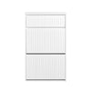 SoBuy FSR165-W Scarpiera Salvaspazio Slim Scarpiera con 2 Ribalte Mobile Portascarpe Regolabili da Ingresso Bianco 61x26x100 cm