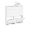 SoBuy FSR169-W Scarpiera Salvaspazio Slim Mobile Ingresso – Scarpiera Slim 4 Cassetti Regolabili in Legno Bianco per Ingresso o Corridoio – Design Moderno, MDF E1, 98x19x95cm
