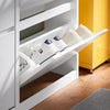 SoBuy FSR169-W Scarpiera Salvaspazio Slim Mobile Ingresso – Scarpiera Slim 4 Cassetti Regolabili in Legno Bianco per Ingresso o Corridoio – Design Moderno, MDF E1, 98x19x95cm