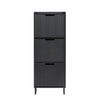SoBuy FSR177-H-SCH Scarpiera Salvaspazio Slim da Ingresso Mobile Portascarpe con 3 Ante a Ribalta Regolabili in Legno Armadio Scarpiera Alta e Stretta per Corridoio, 50x19x130 cm, Nero