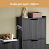 SoBuy FSR177-H-SCH Scarpiera Salvaspazio Slim da Ingresso Mobile Portascarpe con 3 Ante a Ribalta Regolabili in Legno Armadio Scarpiera Alta e Stretta per Corridoio, 50x19x130 cm, Nero