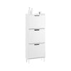 SoBuy FSR177-H-W Scarpiera Salvaspazio Slim da Ingresso Mobile Portascarpe con 3 Ante a Ribalta Regolabili in Legno Armadio Scarpiera Alta e Stretta per Corridoio, 50x19x130 cm, Bianco