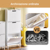 SoBuy FSR177-H-W Scarpiera Salvaspazio Slim da Ingresso Mobile Portascarpe con 3 Ante a Ribalta Regolabili in Legno Armadio Scarpiera Alta e Stretta per Corridoio, 50x19x130 cm, Bianco