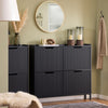 SoBuy FSR177-L-SCH Scarpiera Salvaspazio Slim da Ingresso Mobile Portascarpe con 4 Ante a Ribalta Regolabili in Legno Armadio Scarpiera Alta e Stretta per Corridoio, 100x19x91 cm, Nero