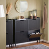 SoBuy FSR177-L-SCH Scarpiera Salvaspazio Slim da Ingresso Mobile Portascarpe con 4 Ante a Ribalta Regolabili in Legno Armadio Scarpiera Alta e Stretta per Corridoio, 100x19x91 cm, Nero