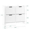 SoBuy FSR177-L-W Mobile Scarpiera Alta e Streta in Legno per Ingresso Moderno, 4 Ante a Ribalta Regolabili, 100x19x91 cm, Bianco