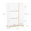SoBuy FSR189-WN Mobile Scarpiera Salvaspazio Slim Ingresso con 3 Ante a Ribalta, 6 Ripiani Regolabili, Scarpiera Bianca in Legno per Ingresso Moderno e Corridoio, 122x80x34 cm, Bianco