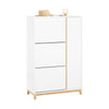 SoBuy FSR189-WN Mobile Scarpiera Salvaspazio Slim Ingresso con 3 Ante a Ribalta, 6 Ripiani Regolabili, Scarpiera Bianca in Legno per Ingresso Moderno e Corridoio, 122x80x34 cm, Bianco