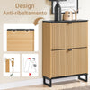 SoBuy FSR202-N Scarpiera Salvaspazio Slim a 2 Ante - Mobile Ingresso Moderno per Scarpe - Mobile Scarpiera da 8-12 Paia, con Struttura Resistente, Effetto Marmo Nero e Legno Chiaro, 60x24x88cm