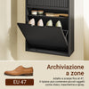 SoBuy FSR204-W Platzsparendes, schlankes Schuhregal für den Eingangsbereich mit 2 Schwingtüren, vertikale/horizontale Montage, moderner weißer Holzschrank für kleine Flure, 50 x 19 x 100 cm