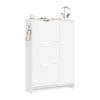 SoBuy FSR220-W, Space-saving Shoe Rack 24 cm Nordic Design Entrance | Shoe rack with flap door, capacity 12 pairs + 3 lateral ones, ideal for corridors and small spaces
