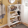 SoBuy FSR220-W, Space-saving Shoe Rack 24 cm Nordic Design Entrance | Shoe rack with flap door, capacity 12 pairs + 3 lateral ones, ideal for corridors and small spaces