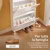 SoBuy FSR221-W Σχάρα παπουτσιών εισόδου Λεπτό ράφι παπουτσιών που εξοικονομεί χώρο Ξύλινο ράφι παπουτσιών, χωρητικότητας έως και 47, με γάντζους και ανοιχτό ράφι για είσοδο στο διάδρομο μικρού διαμερίσματος Λευκό 60x19x119 cm