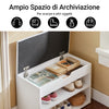 SoBuy FSR25-W Panca Scarpiera Ingresso Scarpiera Salvaspazio Slim con Seduta Imbottita Contenitore Ripiani Cassapanca Panca Contenitore Bianco 60x30x44 cm Portata 120kg
