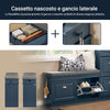 SoBuy FSR64-B Scarpiera Salvaspazio Slim da Ingresso Panca Contenitore con Cuscino, Cassapanca Scarpiera Regolabile per Casa, Camera, Corridoio, L104*P24*A51cm, Blu