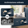 SoBuy FSR64-B Scarpiera Salvaspazio Slim da Ingresso Panca Contenitore con Cuscino, Cassapanca Scarpiera Regolabile per Casa, Camera, Corridoio, L104*P24*A51cm, Blu